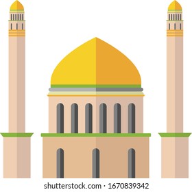 Illustration design of mosque shape with dome and minarets