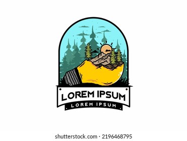 Illustration design of the mountain landscape on bulb lamp