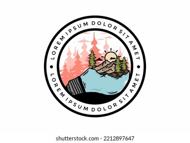 Illustration design of the mountain landscape on bulb lamp
