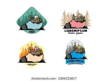 Illustration design of the mountain landscape on bulb lamp