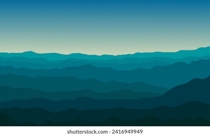 illustration design of mountain views at dawn