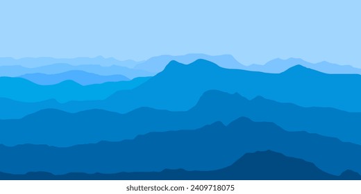 illustration design of mountain views in the morning
