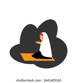 illustration design of a Muslim woman praying to her god