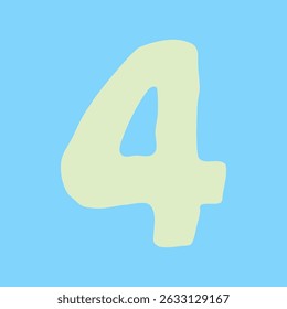 Illustration design with the number 4 (four) written on a sky blue background