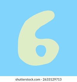 Illustration design with the number 6 (six) written on a sky blue background