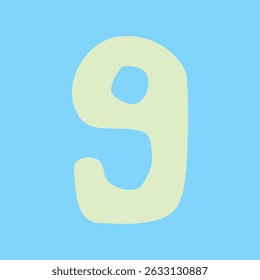 Illustration design with the number 9 (nine) written on a sky blue background