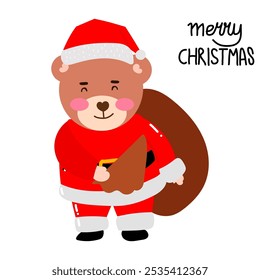 illustration design on christmas day celebration. shiba inu and bear cartoon