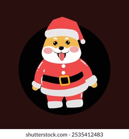 illustration design on christmas day celebration. shiba inu and bear cartoon