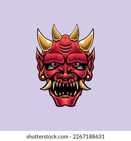 illustration design of oni mask japanese