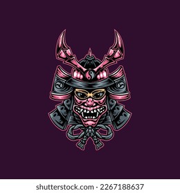 illustration design of oni mask japanese