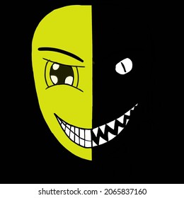 illustration design of the other side of a two-faced human being good in front but bad in back