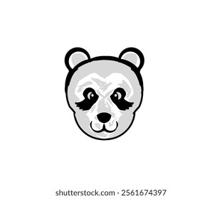 Illustration design of panda animal head with bulging eyes