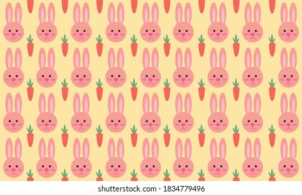 illustration design pattern with cartoon rabbit. for fabric print, textile, gift wrapping paper. colorful vector for kids, flat style
