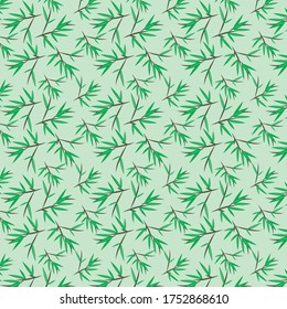 illustration design pattern of green bamboo leaves with a fresh background