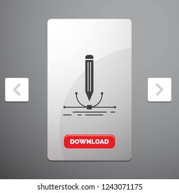 illustration, design, pen, graphic, draw Glyph Icon in Carousal Pagination Slider Design & Red Download Button