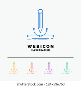 illustration, design, pen, graphic, draw 5 Color Line Web Icon Template isolated on white. Vector illustration