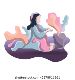 illustration design of people looking at flowers