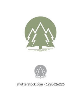 Illustration design of pine tree with symbol of thunder from ecology collection. Vector illustration EPS.8 EPS.10