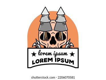 Illustration design of a pine trees stuck in skull