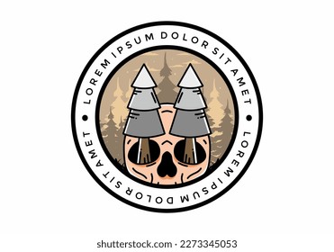 Illustration design of a pine trees stuck in skull