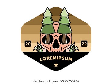 Illustration design of a pine trees stuck in skull