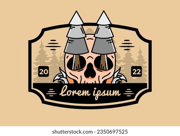 Illustration design of a pine trees stuck in skull