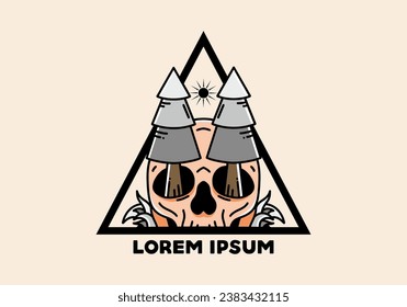 Illustration design of a pine trees stuck in skull