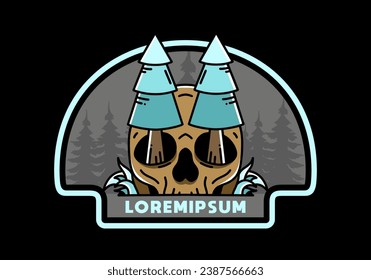 Illustration design of a pine trees stuck in skull