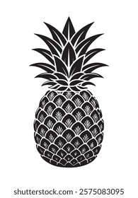 illustration design of pineapple fruit silhouette vector art on white background