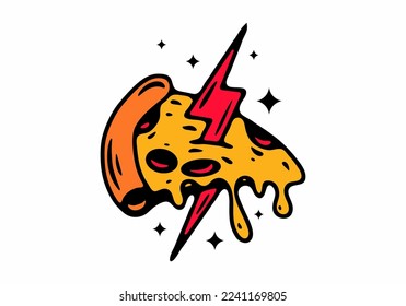 Illustrationsdesign einer Pizza und einer Tätowierung