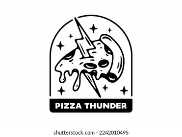 Illustration design of a pizza and thunder tattoo