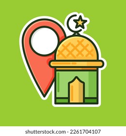 illustration design of place of worship and location symbol