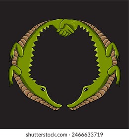 illustration design of a play on the word crocodile as croco-deal which means a symbol of agreement