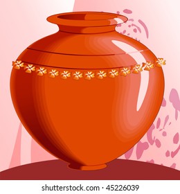 Illustration of design pot with background	