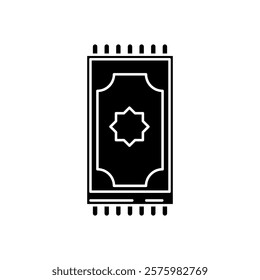 Illustration design of prayer mat icon with black and white Islamic frame, Islamic Ramadan icon