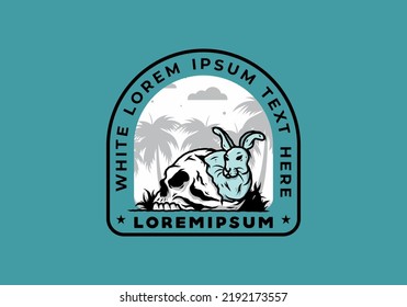 illustration design of rabbit hiding inside human skull