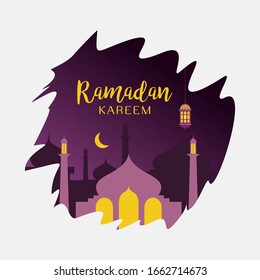 illustration design of ramadan kareem month islamic culture festival inside abstract shape for social media
