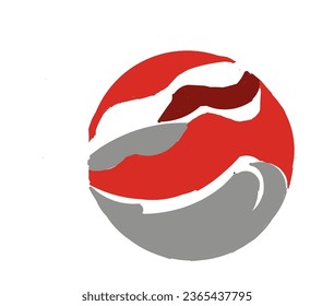 Illustration design of a red and gray logo symbol in a circle