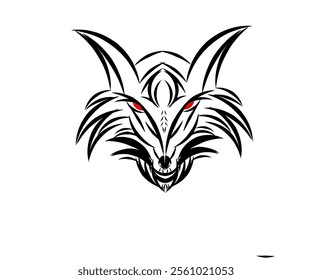 Illustration design of red-eyed horned animal head symbol icon