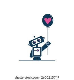Illustration design of a robot falling in love.