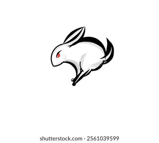 Illustration design of a running red-eyed rabbit animal symbol icon