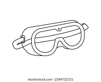 Illustration design of a safety glasses icon made from transparent plastic, protective goggles, for eye safety from irritation while working, vector with black outline icon style only