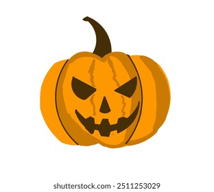 Illustration design of scary pumpkin brown eyes scary smile