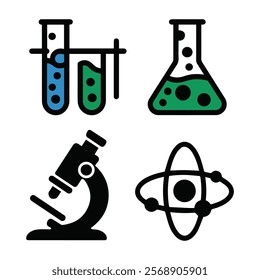 Illustration design science icons silhouette