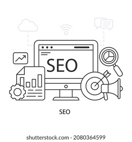 An illustration design of SEO in linear style