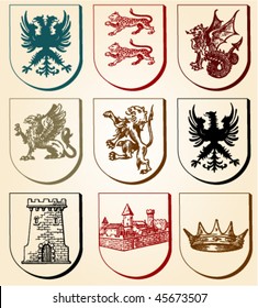Illustration design set with various shapes and decoration