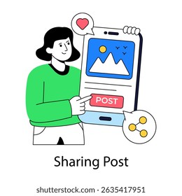 Um design de ilustração de post de compartilhamento isolado no fundo branco