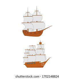 Illustration design of ship shape with sails