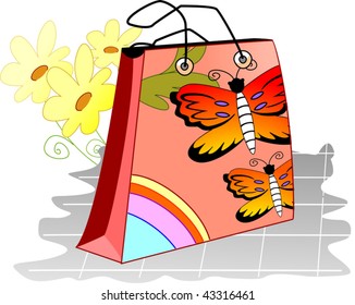 Illustration of design with shopping pouch	