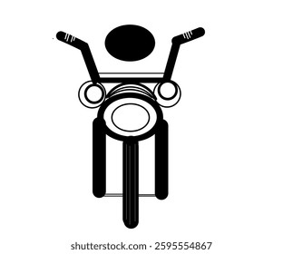 Illustration design of a silhouette of a person riding a big motorcycle, front view